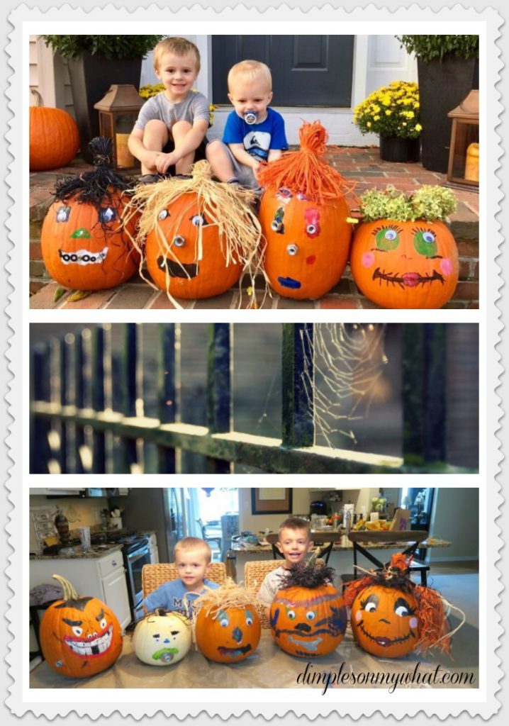 Pumpkin decorating with the grandkids is so much fun. / dimplesonmywhat.com