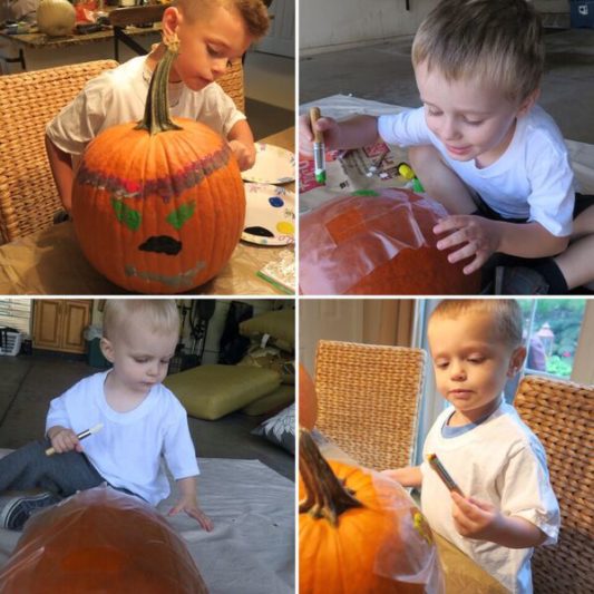 Pumpkin painting with Littles of all ages