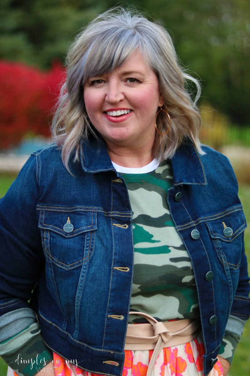 Camo and Floral for Fall || Plus Size Fashion || Fashion for women over 50 || Transition to gray hair