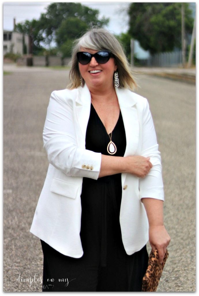 Black jumpsuits are the new LBD. #blackjumpsuit #plussizefashion #fashionforcurves #summerfashion2019 #fashionforwomenover40 #agelessstyle