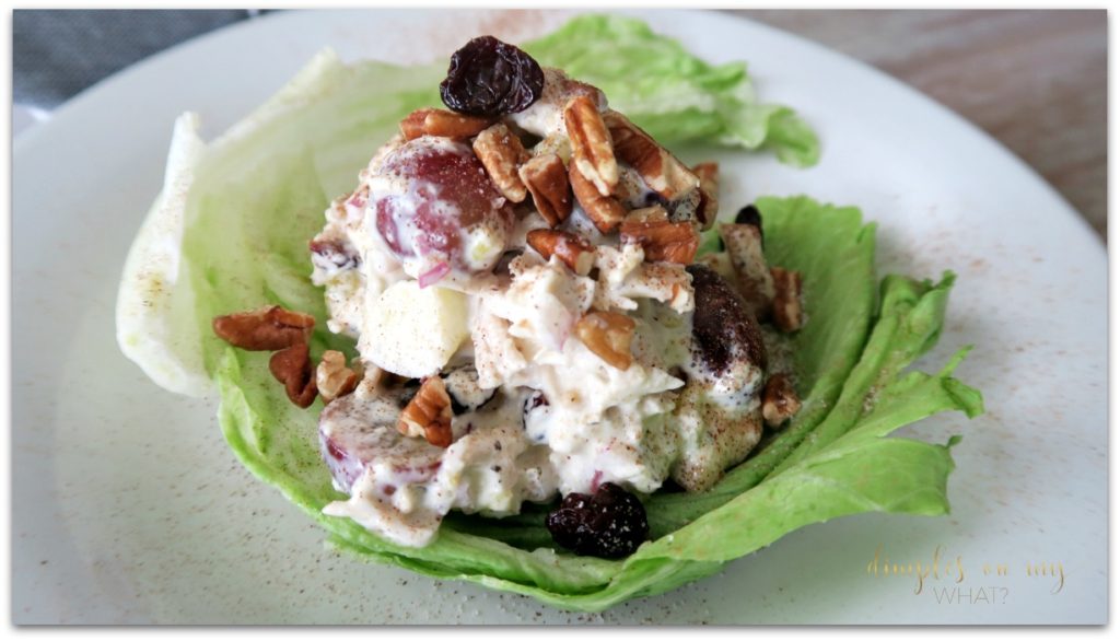 The Best Loaded Chicken Salad Recipe makes a great summer meal that won't heat up your kitchen || dimplesonmywhat.com