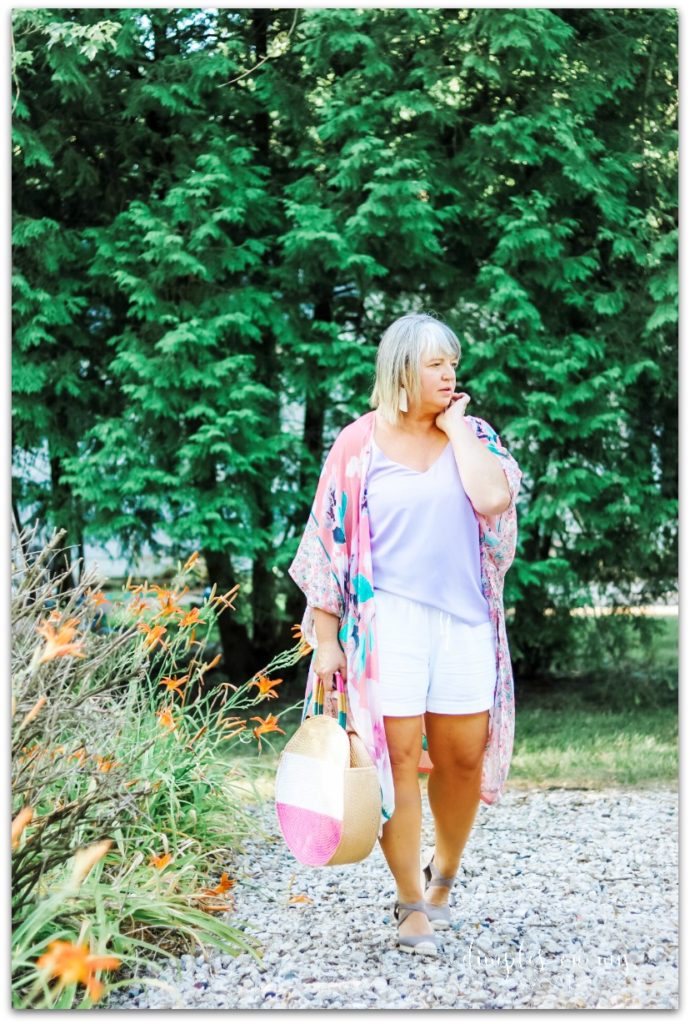 Summer style in a kimono  ||  kimono with shorts  ||  fashion for women over 50  