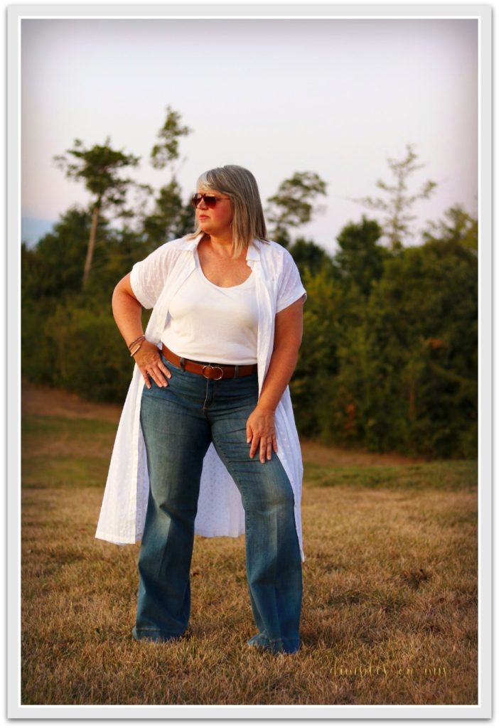 Wide leg pants on a plus size woman  ||  Versatile shirt dress   ||  Ageless style  ||  Cool Fashion for full figured women over 40