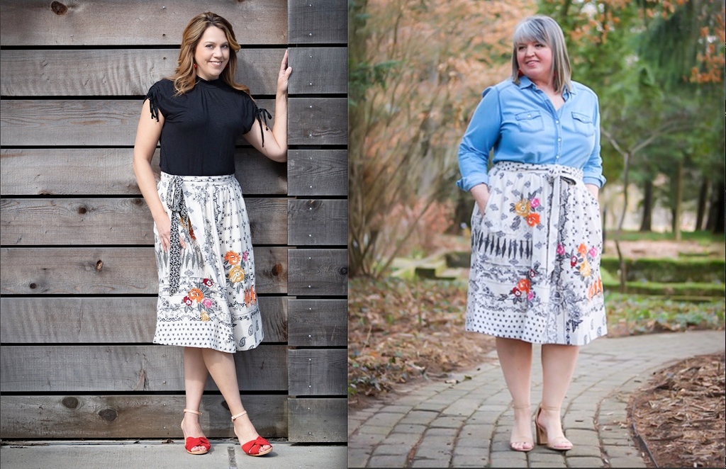 Body-confidence at any size  ||  body positive  ||  size-inclusive  ||  style inclusive  ||  The same skirt  style on a plus and straight sized body