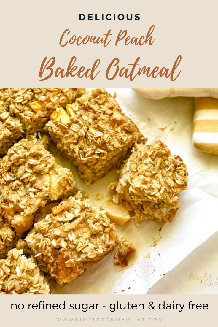 Coconut and Peach Baked Oatmeal that gluten free, dairy free, free of refined sugar and still tastes like CAKE... I'm in.

#peachbakedoatmeal
#healthybreakfasts
#glutenfreebreakfast
#makeaheadbreakfast