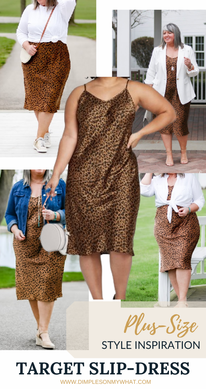 Mature, plus-size style inspiration. How to style a plus-size slip dress multiple ways from a casual plus-size look, dressed up and even an edge plus-size outfit for a woman over 40.