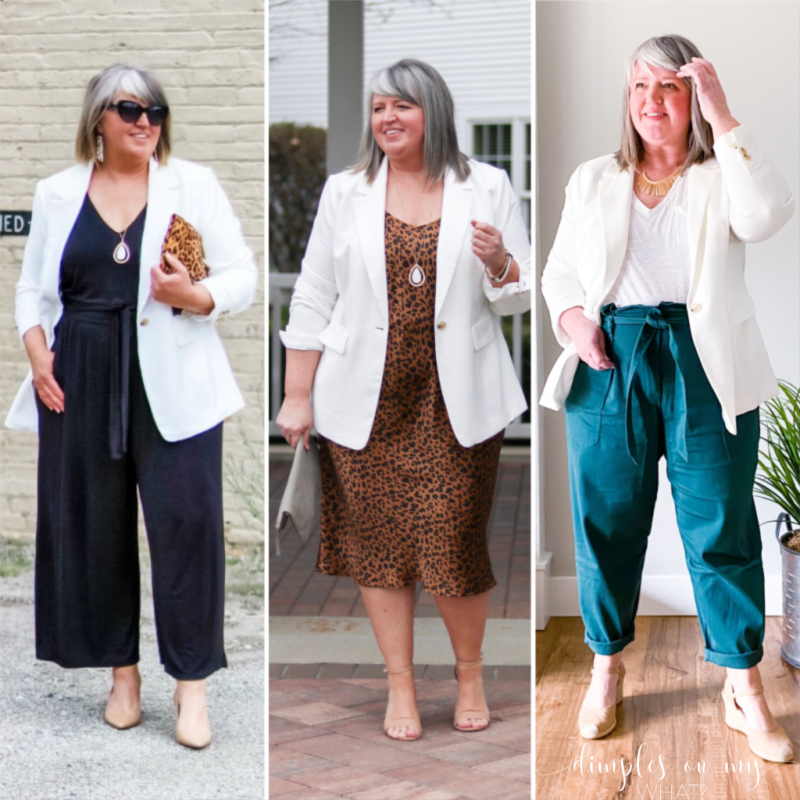 White plus size blazer sale