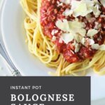 Try this Instant Pot Bolognese Sauce and you'll never go back to store-bought spaghetti sauce or marinara sauce again. It tastes like it's simmered all day but it cooks in 20 minutes! Or cook in your slow cooker instead. #instantpot #instantpotrecipes #slowcookerrecipes
