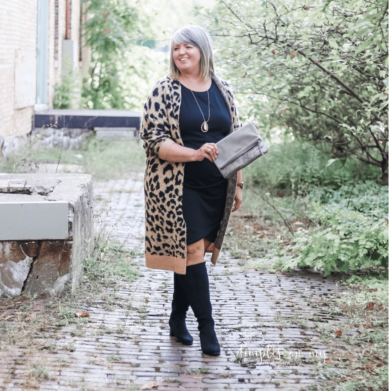 How to style a black t-shirt dress nine ways giving you a plenty of plus size style inspiration with fewer pieces in your closet. #plussize #fashionover50 #midsize #lbd
