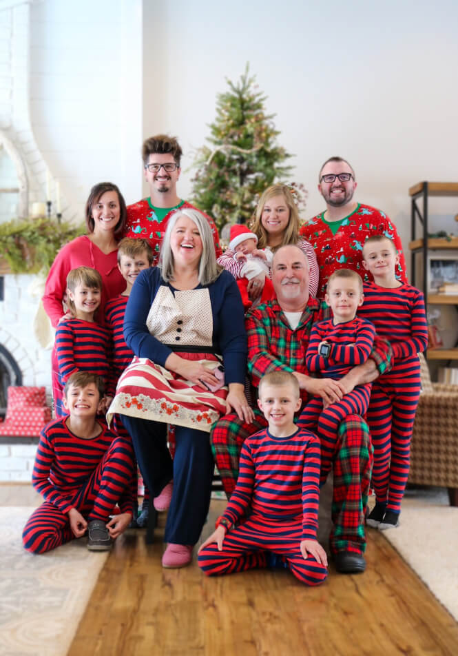 Coordinating family Christmas PJ's.  All boys.