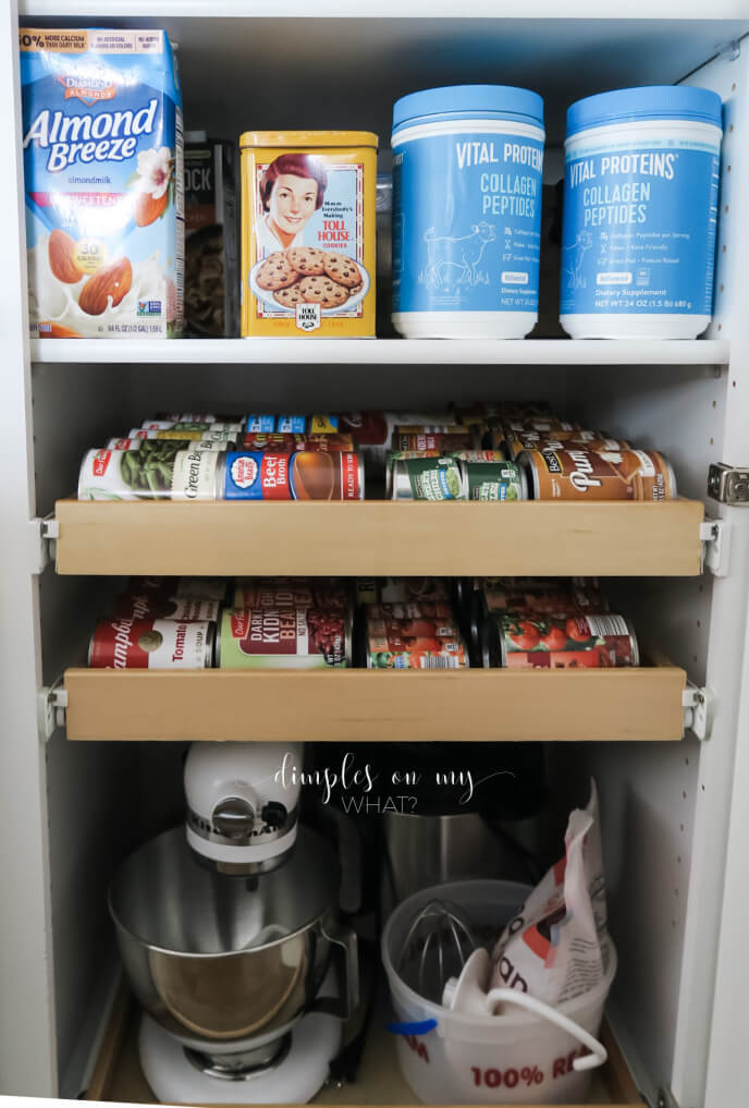 Pull out pantry drawers are an organized, presentable way to store items on  the shelves of your pantry.