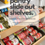 This article shows you the best way to utilize a deep pantry slide with slide out shelves so that you can see and reach everything easily. #kitchenorganization #deeppantry #deeppantrycabinet #deeppantryslideoutshelf #pantryorganization