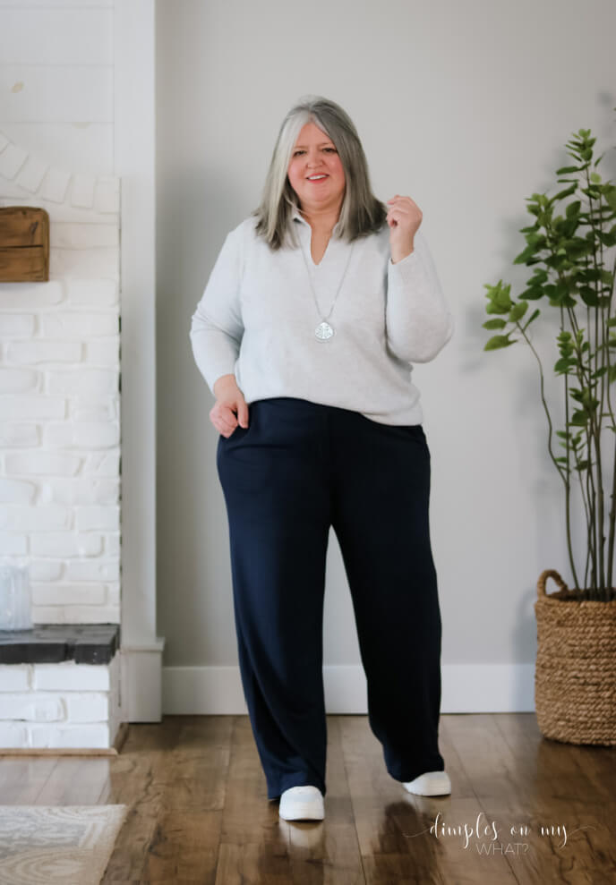 Cozy chic style for the mature curvy girl starts with classic comfortable pieces. #plussize #plussizeover50 #plussizematurefashion #over50