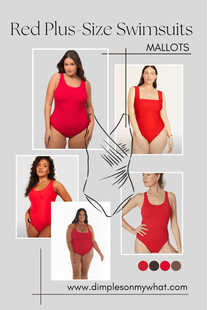 Every woman needs a red swimsuit; they make you feel pretty and powerful. Here are 18 of the best plus size swimsuits. #plussize #plussizeswimsuits #midsize #midsizeswimsuits #redswimsuits #redplussizeswimsuit #bodypositivity