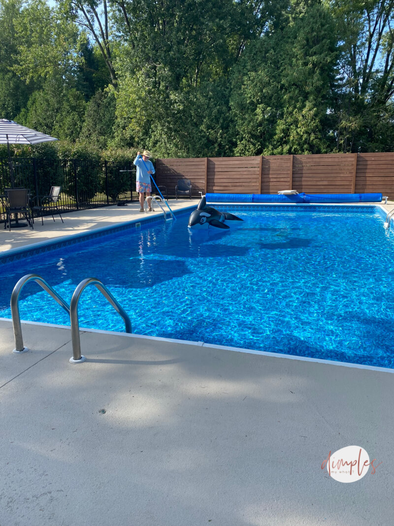 Resurfacing concrete is expensive no matter what material you use. But we did it ourselves and save a lot of money. Here's how we resurfaced our concrete for less. #poolconcrete #coolpooldeckcoating #concreteresurfacing #paintingconcrete #pooldecor