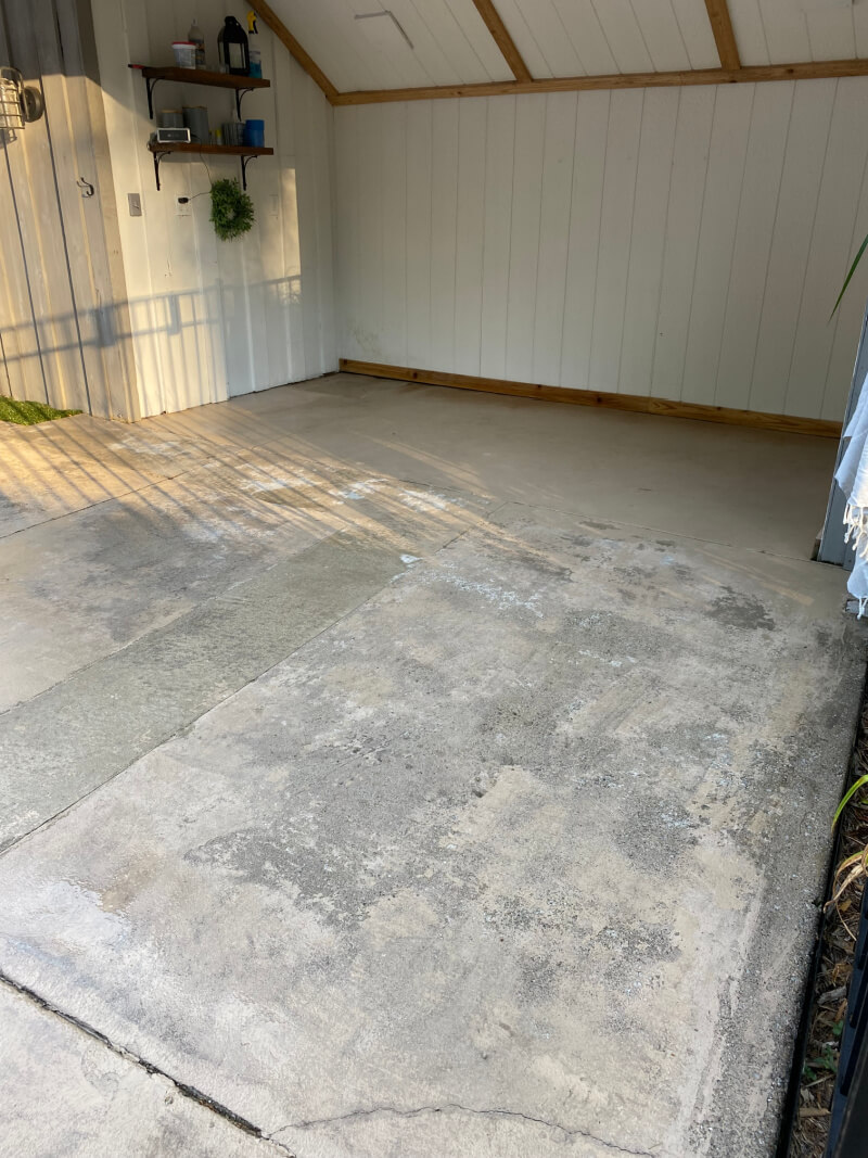 Resurfacing concrete is expensive no matter what material you use. But we did it ourselves and save a lot of money. Here's how we resurfaced our concrete for less. #poolconcrete #coolpooldeckcoating #concreteresurfacing #paintingconcrete #pooldecor