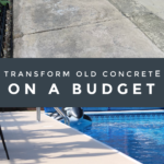 If you have concrete that's seen better days, but replacing or resurfacing is too expensive, here's how to transform old concrete on a budget. #concretecoating #fixconcreteonabudget #paintconcrete #paintpoolconcrete #encorecoatings #coolpooldeckcoating