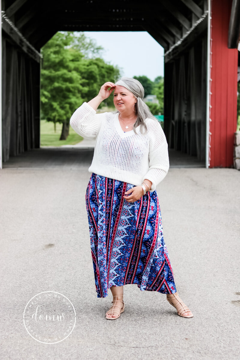 Do you have a dress you love, but it's outdated and frumpy? Here are seven outfit ideas for how to update a frumpy dress on a plus-size body. #plussize #outfitideas #fashion #over50fashion #plussizeover50 #styleover50 #casualplussizefashion #summerplussizeoutfitideas