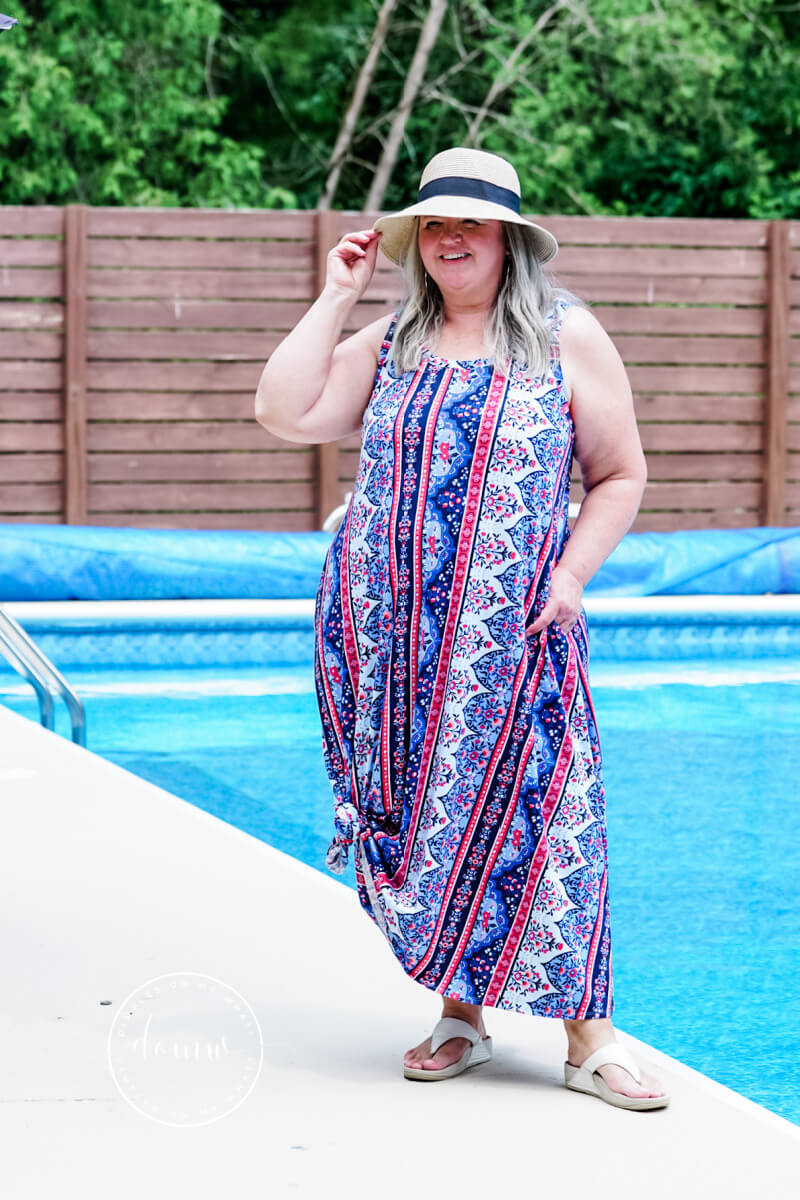 Do you have a dress you love, but it's outdated and frumpy? Here are seven outfit ideas for how to update a frumpy dress on a plus-size body. #plussize #outfitideas #fashion #over50fashion #plussizeover50 #styleover50 #casualplussizefashion #summerplussizeoutfitideas